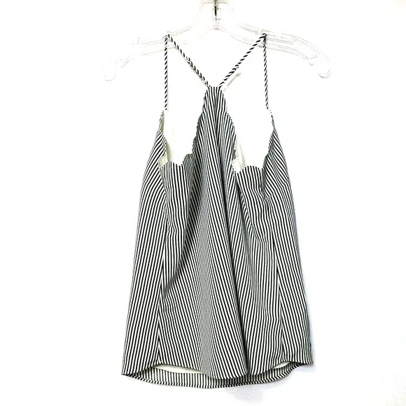 J.Crew Size 0 Spaghetti Strap Sleeveless Racerback Black/White Striped Tank Top - Picture 6 of 6